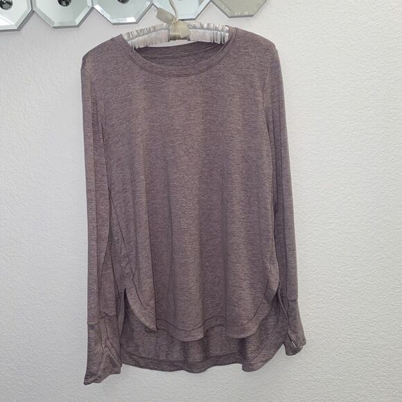 Athleta Uptempo Long sleeve Purple Yoga Thumb holes Fitness Shirt Large - Picture 3 of 9